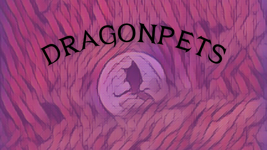 A stylized picture of a dragon flying across the face of the moon sits under the word "DRAGONPETS"