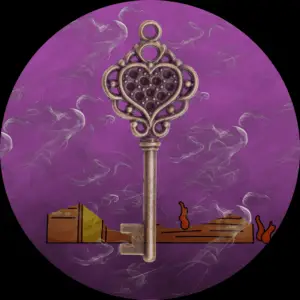 The illustration for When Dragons Came Chapter 4: Beyond the Patrol features a golden key in front of the smoking ruin of a cottage