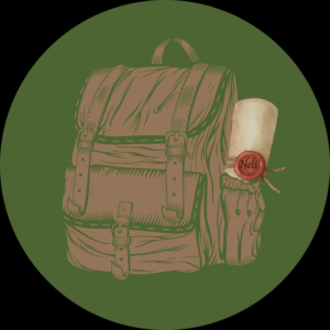 The illustration for When Dragons Came Chapter 6--Prophetic Preparation features a rucksack with a scroll of parchment sticking out of one pocket. On the seal of the parchment is the word "Neli"